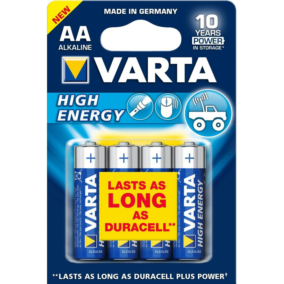 VARTA Alkaline AA Size (LR6) Long Lasting Batteries 1.5 V - 4 Pack