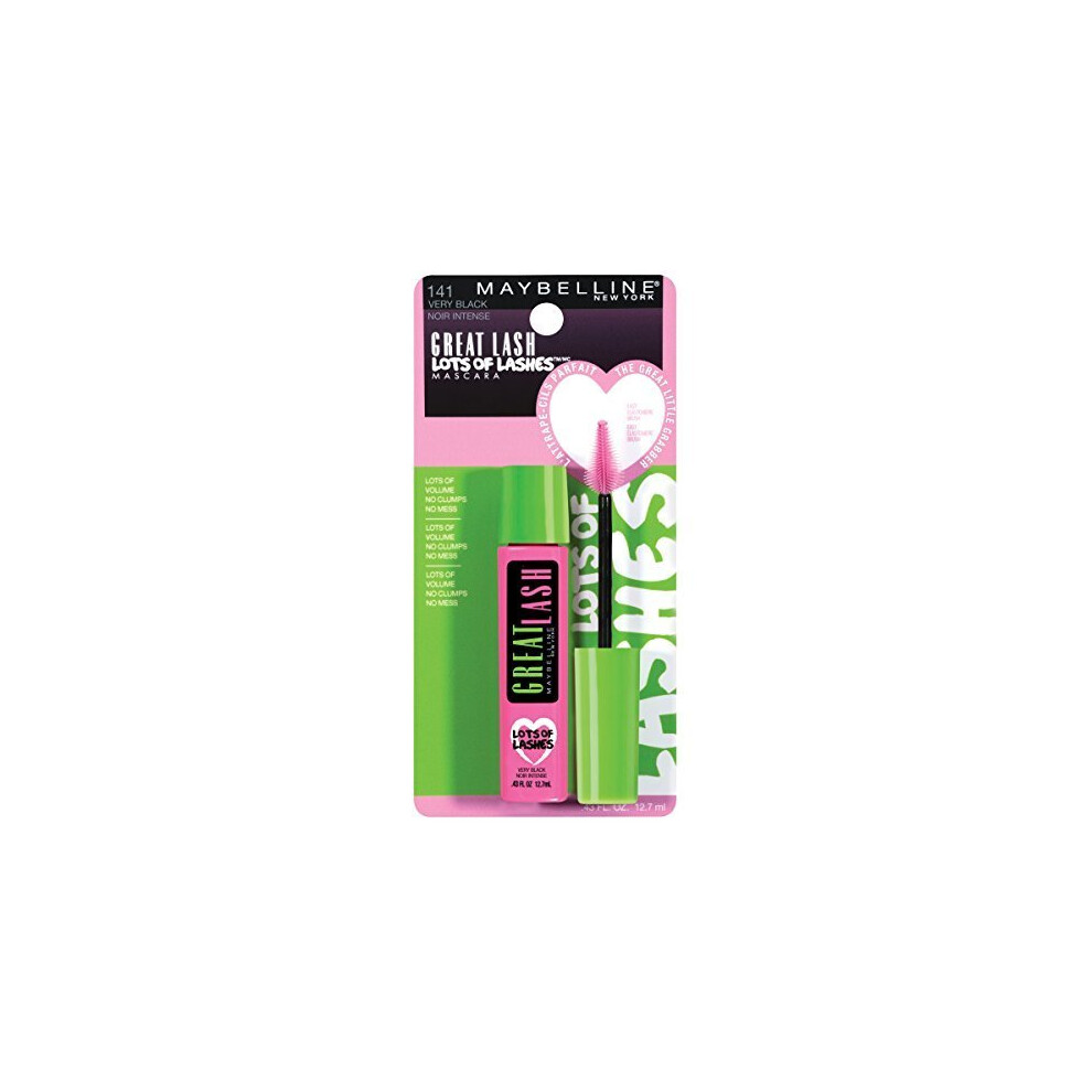 Maybelline New York Great Lash Lots of Lashes Washable Mascara, Very Black 43 Ounces (ack of 3)