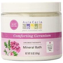 Aura Cacia, Bain Minéral d'Aromathérapie, Géranium Réconfortant, 16 oz (454 g)