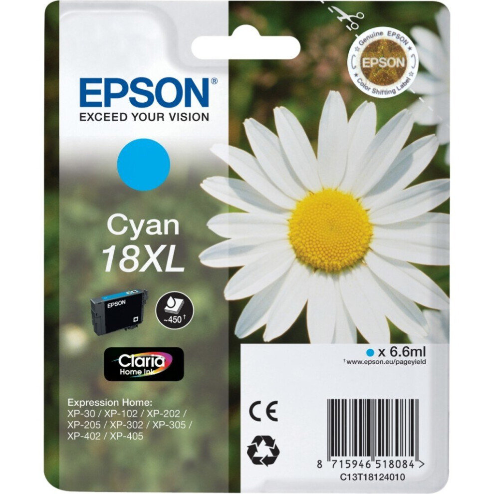 Epson Singlepack Cyan 18XL Claria Home Ink