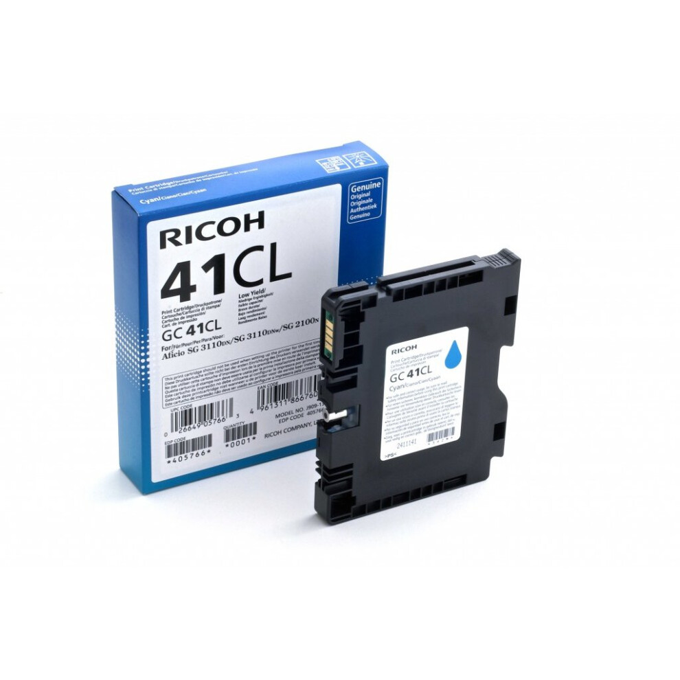 Ricoh 405766 Cyan Ink Cartridge