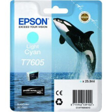 EPSON Tintenpatrone T7605 Hellblau - Orca (C13T76054010)