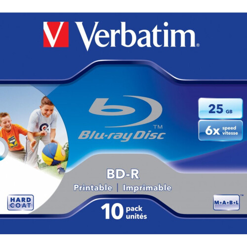 Verbatim VERBATIM - 10 x BD-R - 25 Go 6x - surface imprimable - boîtier CD