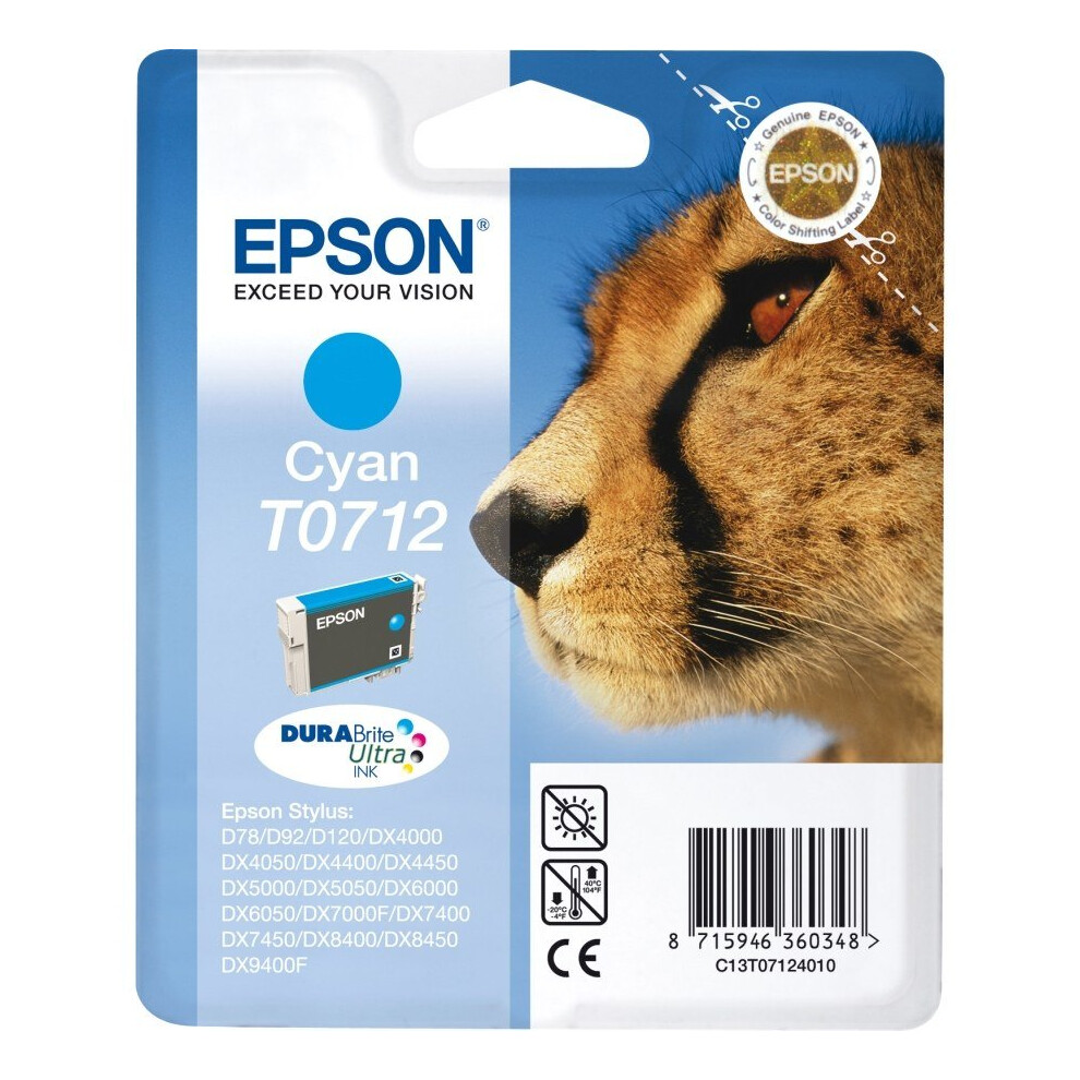 Epson Singlepack Cyan T0712 Durabrite Ultra Ink