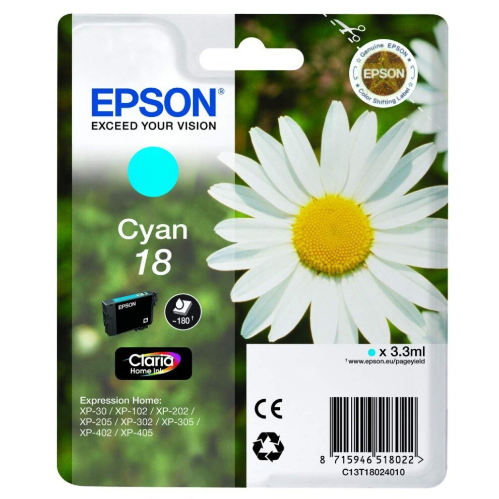 Epson Singlepack Cyan 18 Claria Home Ink