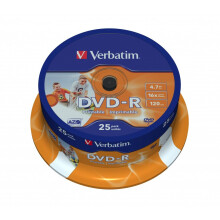DVD-R VERBATIM - Confezione da 25 - Stampa inkjet opaca - 16x - 4.7 Go