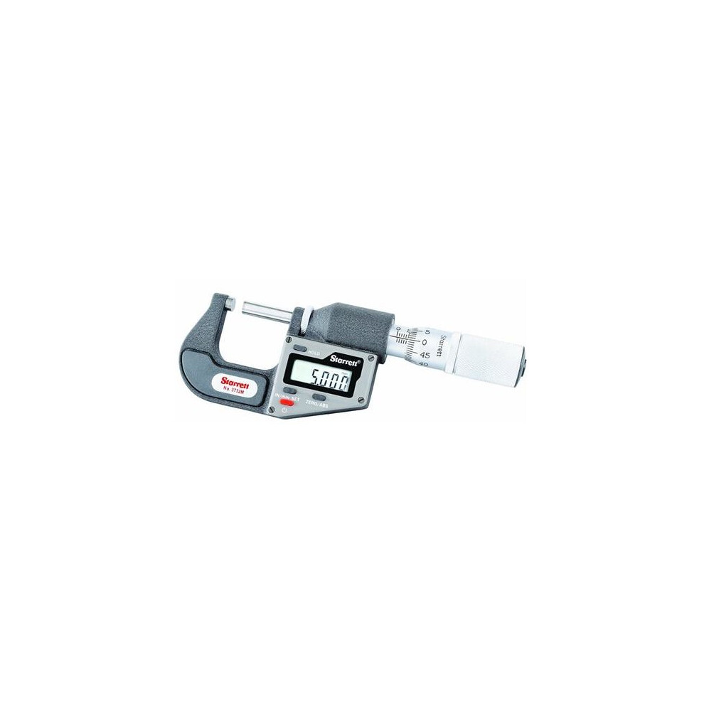Starrett 3732MEXFL-25 Digital Micrometer Imperial/Metric Without Data Output 0-25 mm / 0.001 mm (0.00005 Inch) Graduation