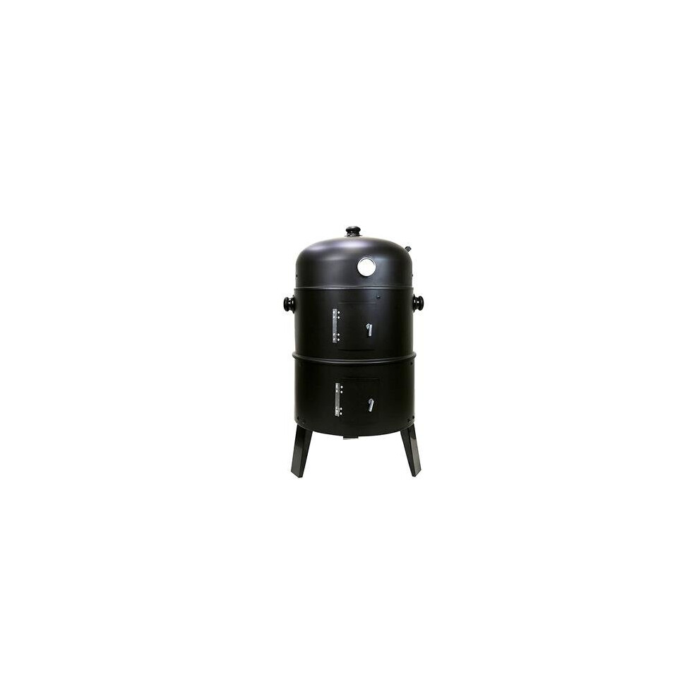 First4Spares 3 in 1 Round Charcoal BBQ Grill & Smoker with Hangers and Built in Thermostat,Black