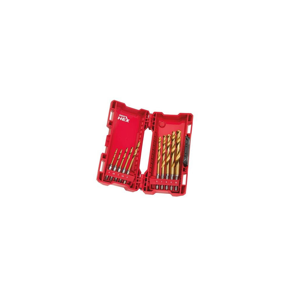 Milwaukee Metal Drill Bit Set 48894759 56 g Red Hex titanium Shockwave, 1 W, 0 V