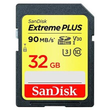 SanDisk Extreme PLUS 32 GB SDHC Memory Card up to 90 MB/s, Class 10, U3, V30 - Twin Pack