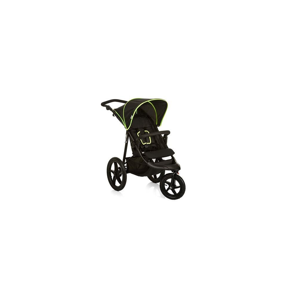 Hauck Runner Jogger Style One Hand Fold Pushchair with raincover - black/neon yellow