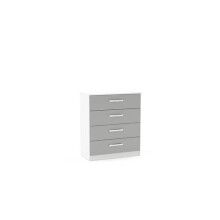 Birlea Lynx 4 Drawer Chest High Gloss, White and Grey