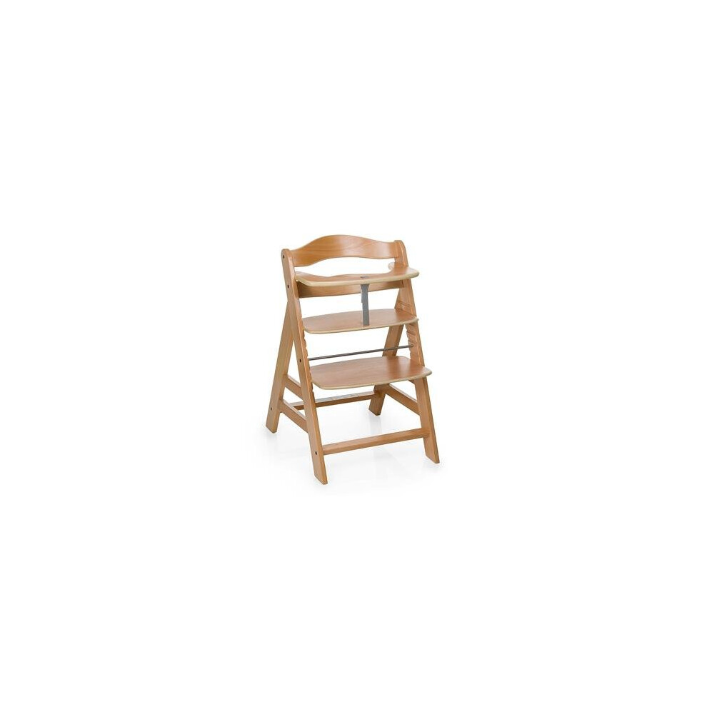 Hauck Alpha+ Wooden Height Adjustable Highchair With 5 Point Harness, Natural