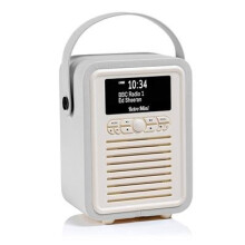 VQ Retro Mini DAB and DAB+ Digital Radio with FM, Bluetooth, Alarm Clock - Light Grey - Refurbished