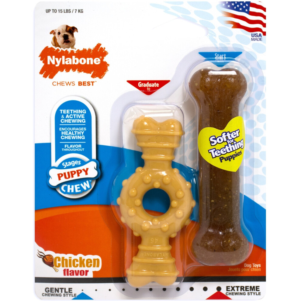 Nylabone Puppy Ring and Bone Petite (Twin Pack)