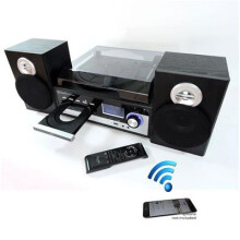 Steepletone Broadway 5 in 1 Bluetooth music centre with CD,FM radio,3 speed Record player has facility to burn vinyl or CD to USB