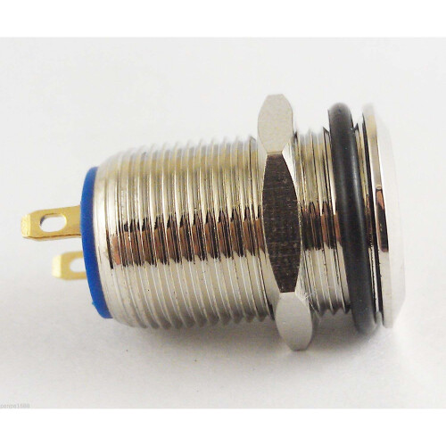 Waterproof Stainless Steel Push Button Momentary ON/OFF Horn Switch 12mm Silver 1