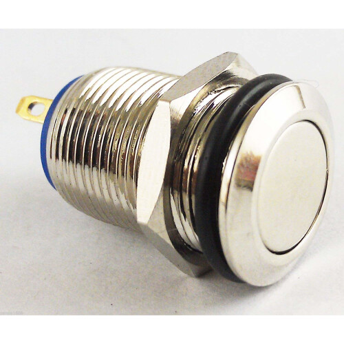 Waterproof Stainless Steel Push Button Momentary ON/OFF Horn Switch 12mm Silver