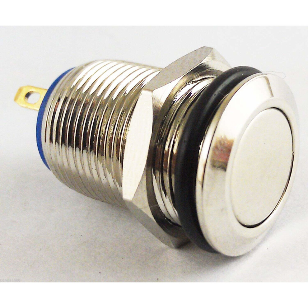 Waterproof Stainless Steel Push Button Momentary ON/OFF Horn Switch 12mm Silver