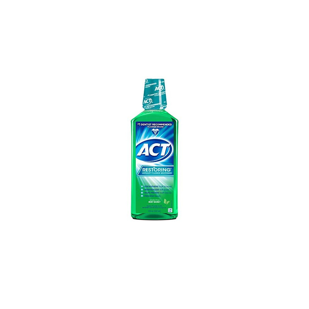 ACT Restoring Anticavity Fluoride Mint Burst Mouthwash 18 Ounce