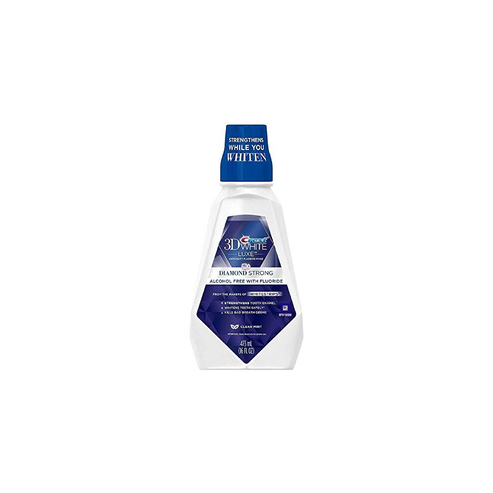 Crest, 3D White, Diamond Strong Mouthwash with Fluoride, Clean Mint, 473ml