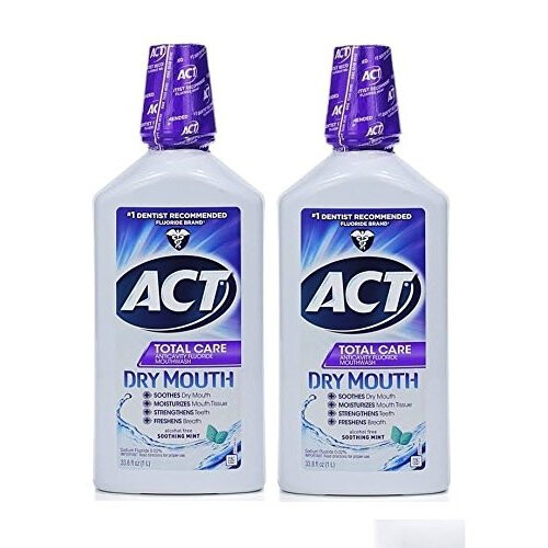 ACT ACT Collutorio Anticavità Zero Alcol con Fluoro, Menta Lenitiva, 33.8 fl. oz.