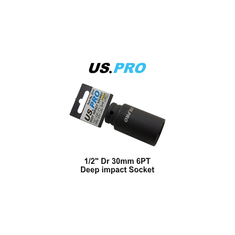 US PRO 30mm 1/2 dr 6pt Deep Impact Socket 2091