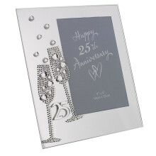 Juliana Anniversary Mirror Frame 4x6 Flute Crystal 25th
