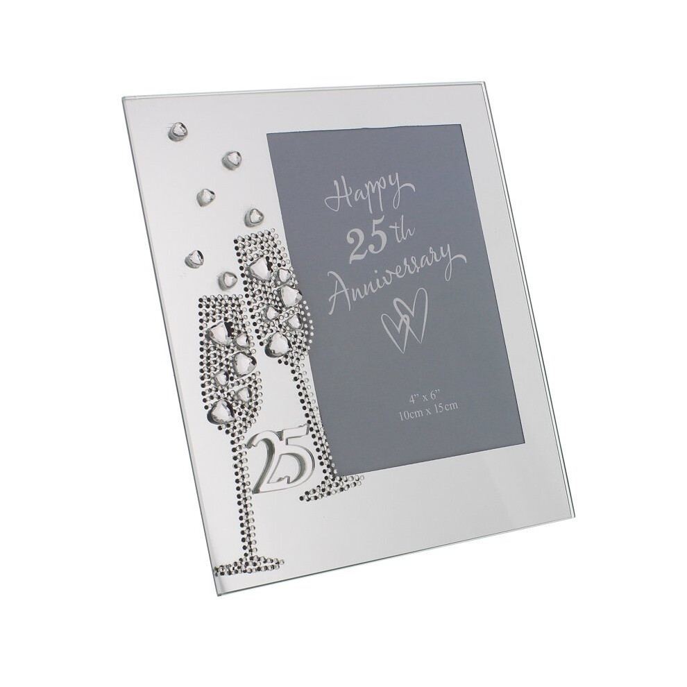 Juliana Anniversary Mirror Frame 4x6 Flute Crystal 25th