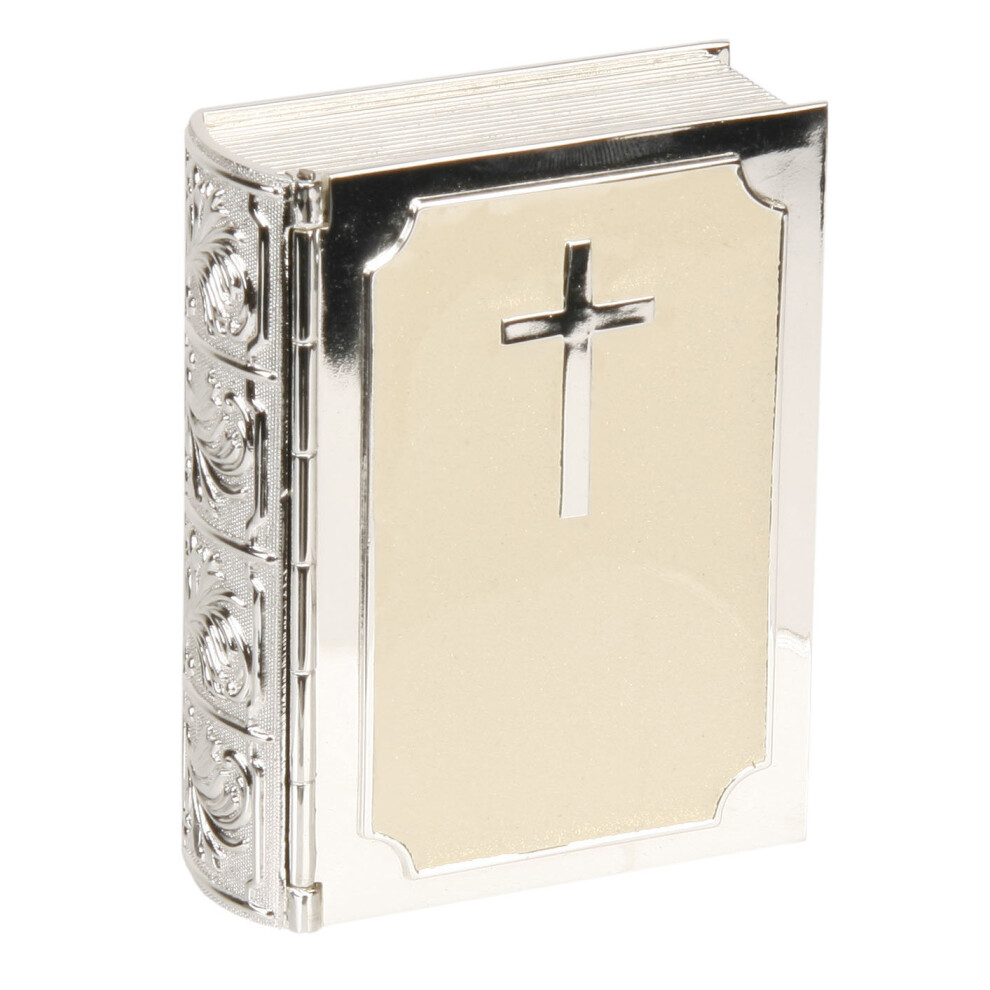 Juliana Silver Plated And Cream Epoxy Trinket Box Bible