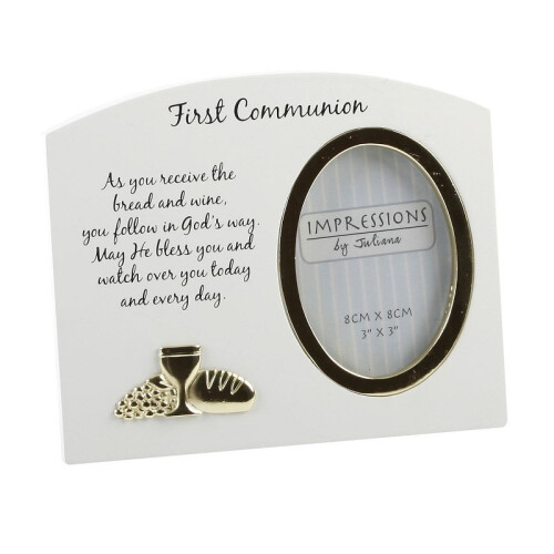 Sole favors Juliana Frame White MDF Gold Icon 1st Communion 3x4