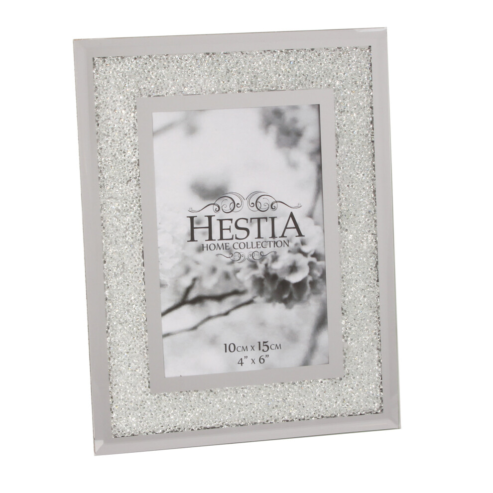 Hestia Photo Frame Crystal Edge With Silver Border 4x6