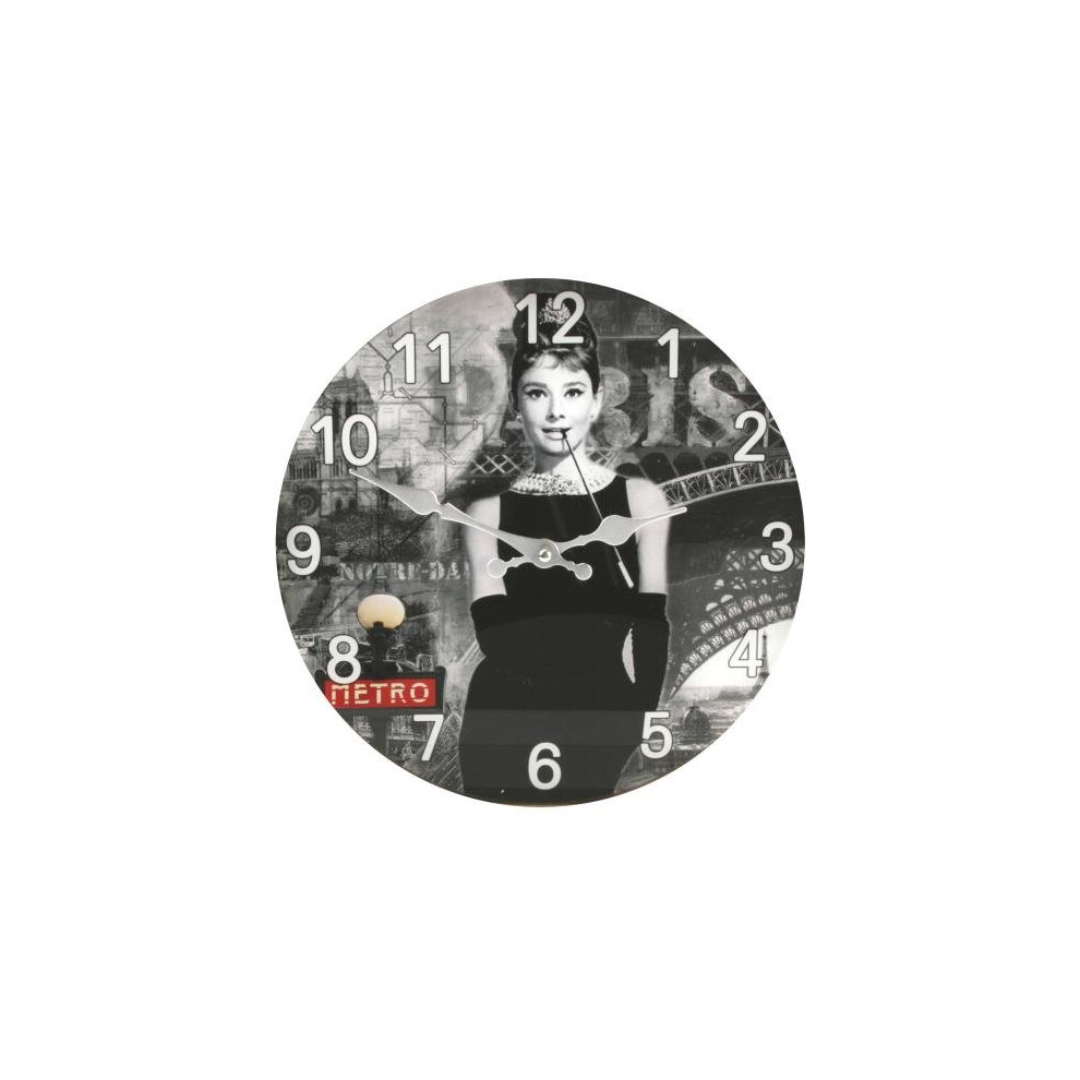 Hometime Glass Wall Clock 30cm Audrey Design