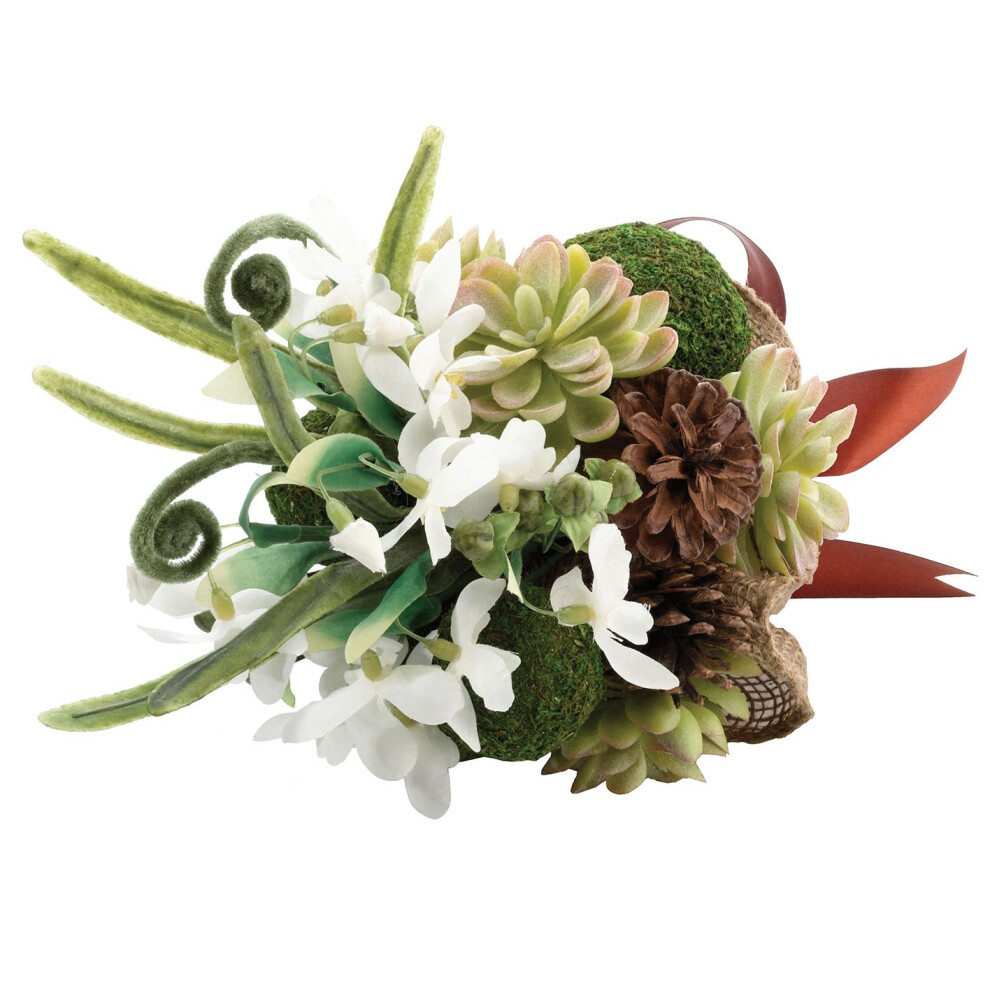 Lillian Rose Brown/White Moss Bouquet