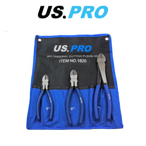 us pro US PRO 3pc Diagonal Side Cutting Plier Set 6", 8", 10" 1820