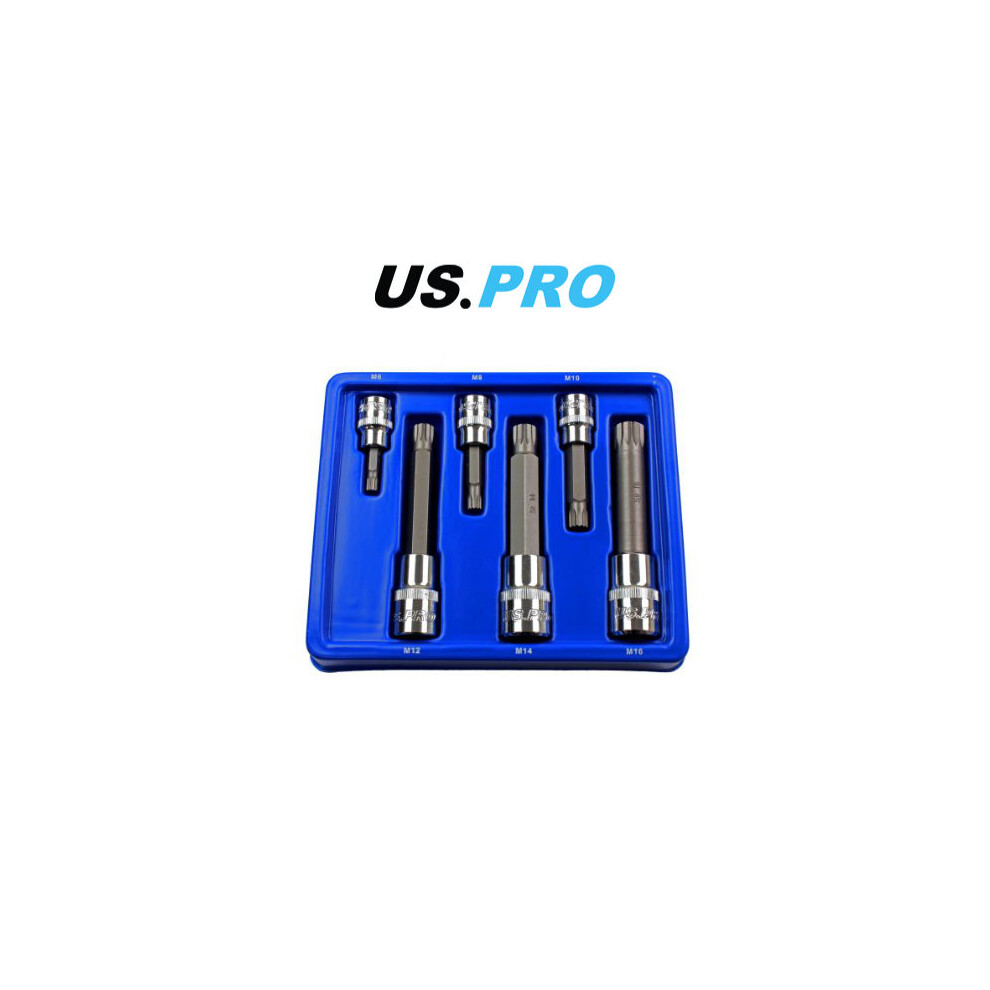 US PRO 6pc 3/8 & 1/2" dr Triple Square Spline Bit Socket Set 3228