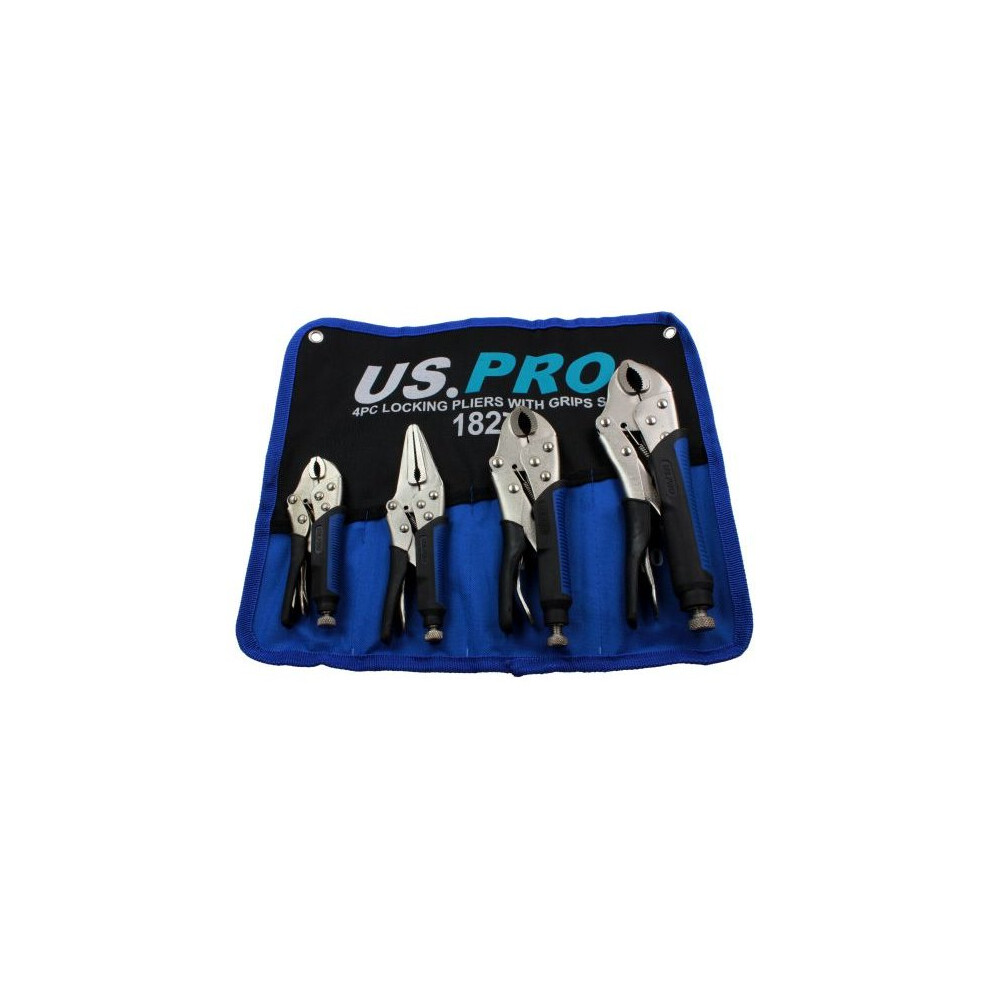 US PRO Locking Pliers 4pc Mole Grips Adjustable Wrench Pliers