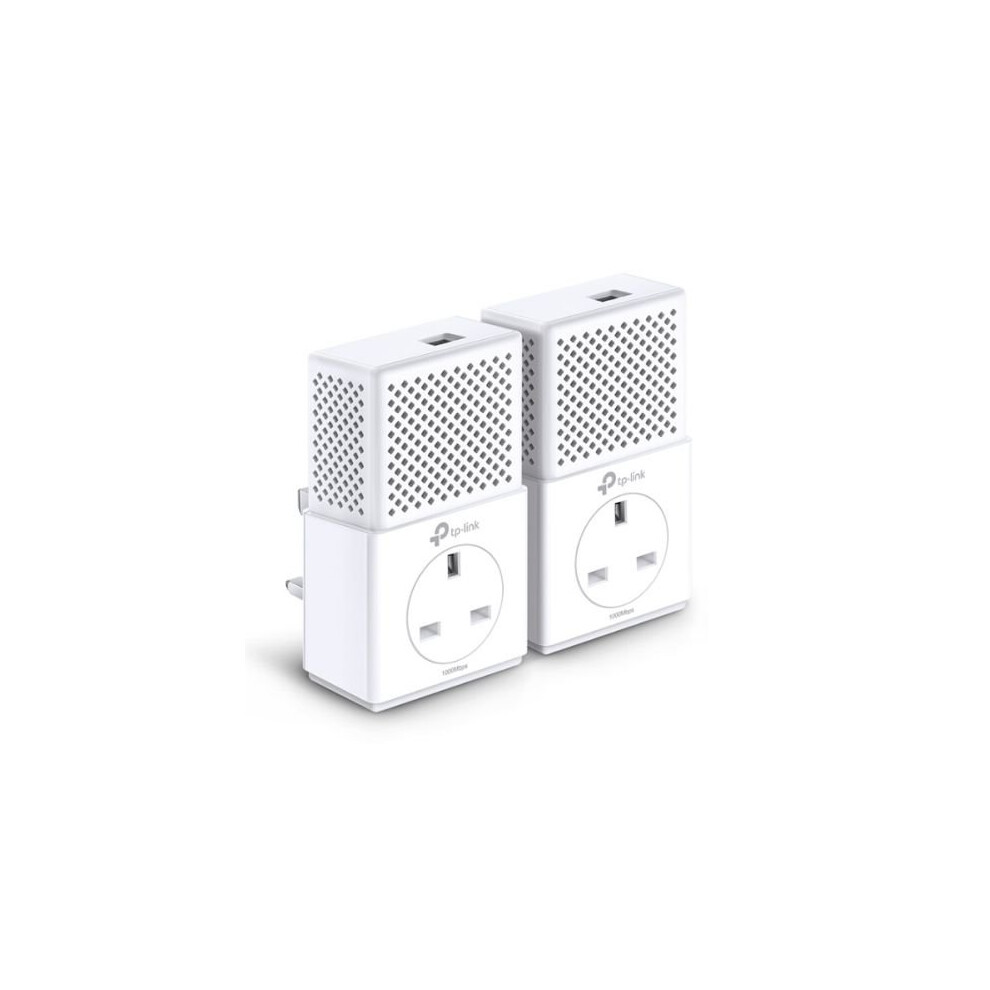 TP-LINK (TL-PA7010P KIT) AV1000 GB Powerline Adapter Kit, 1-Port, AC Pass Through