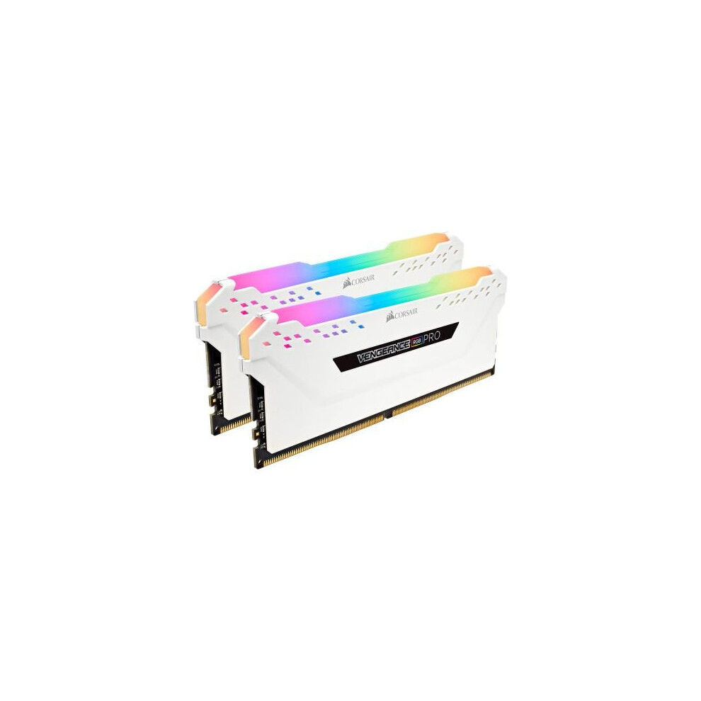 Corsair Vengeance RGB Pro 16GB Memory Kit (2 x 8GB), DDR4, 3200MHz (PC4-25600), CL16, XMP 2.0, White