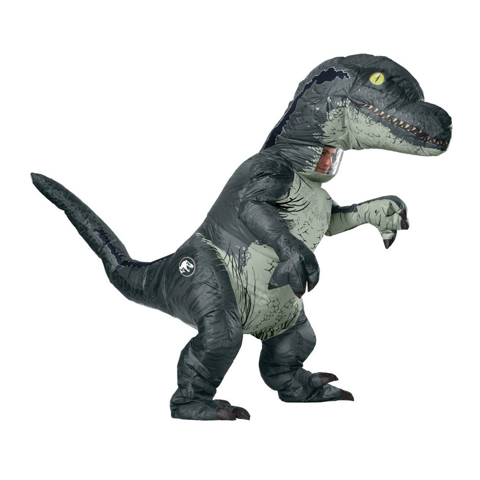 Rubies Official Jurassic World Inflatable Blue Velociraptor Dinosaur Costume Blue,Grey