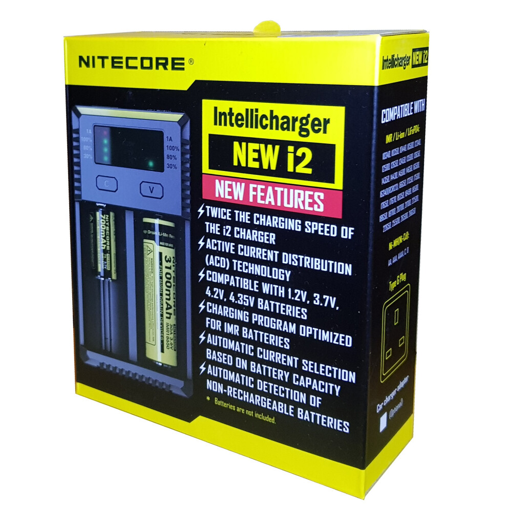 Nitecore i2 New Intelligent 18650 26650 AA AAA Batteries Charger