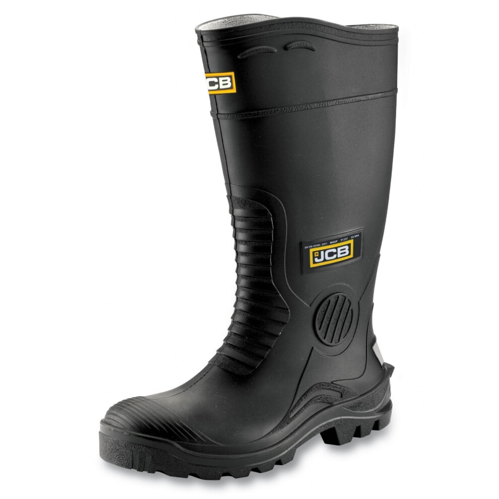 (8) JCB HYDROMASTER Safety Wellington Work Boots Black (Sizes 7-12) Wellies