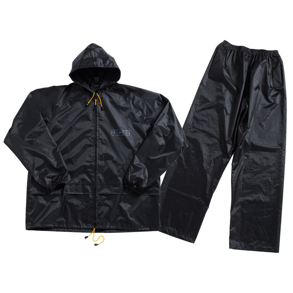 (X-Large) JCB Essential Fully Waterproof Rainsuit Jacket & Trousers Pack Black (Sizes L-XL)