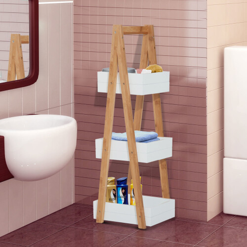 Homcom HOMCOM Bathroom Rack A shape 3-Tier Storage Unit Shelving Organizer 1