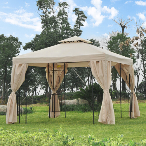 Outsunny 3m X 3m Garden Metal Gazebo Sun Shade Shelter Outdoor