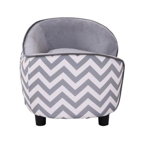PawHut PawHut Plush Grey Dog Couch | Patterned Pet Sofa 2