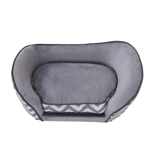 PawHut PawHut Plush Grey Dog Couch | Patterned Pet Sofa 1