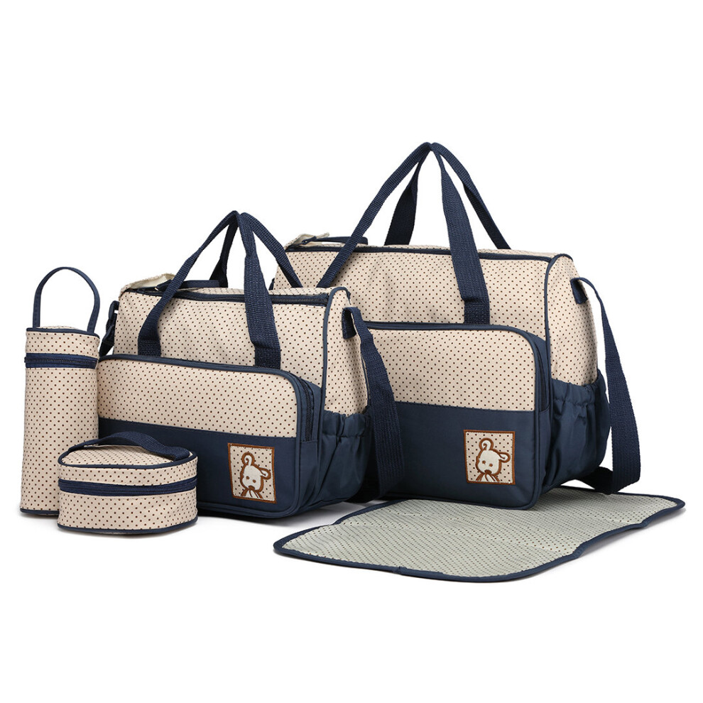 (Navy) 5pc Miss Lulu 2-Tone Baby Changing Set | Nappy Bag Set