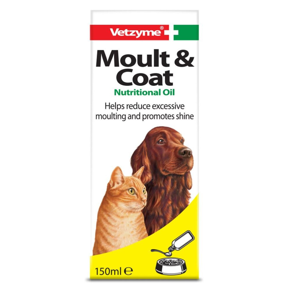 (Single (150ml)) Vetzyme Moult & Coat Nuritional Oil for Cats & Dogs