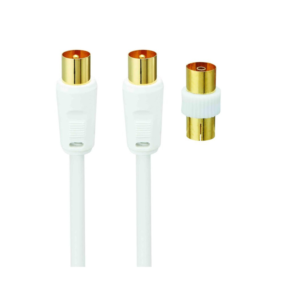 4M Logik TV Aerial Lead with Adapter -  Male to male cable F to F adaptor